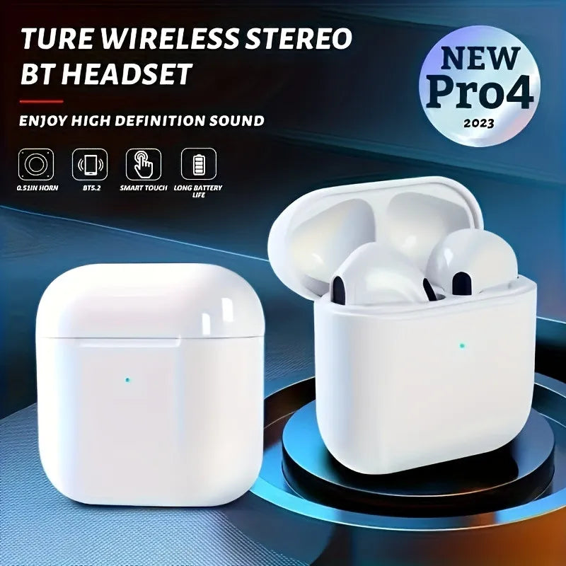 Fone de ouvidos Pro 4 TWS Wireless Headphones Earphone Bluetooth-compatible 5.3 Waterproof Headset with Mic for Xiaomi iPhone Pro4 Earbuds