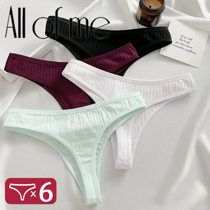 Calcinhas de algodão fio dental para mulheres, roupas íntimas femininas sexy, lingerie íntima, 6 peças por conjunto