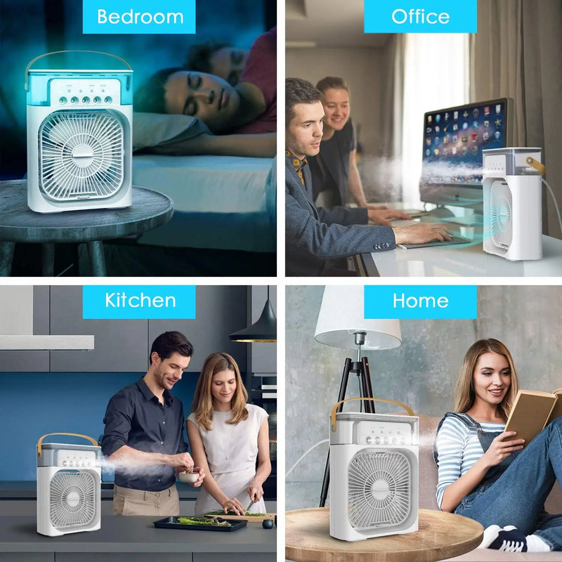 Ventilador, umidificador e refrigerador portátil - 3 velocidades - efeciente, surpreendente, econômico, visual futurista, lindo aparelho para uso doméstico ou escritório.